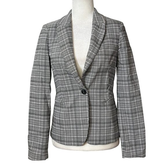 Jujes & Leopold Jackets & Blazers - NWT Jujes & Leopold Women's Blazer Button Gray Plaid Size Small Jacket Collared